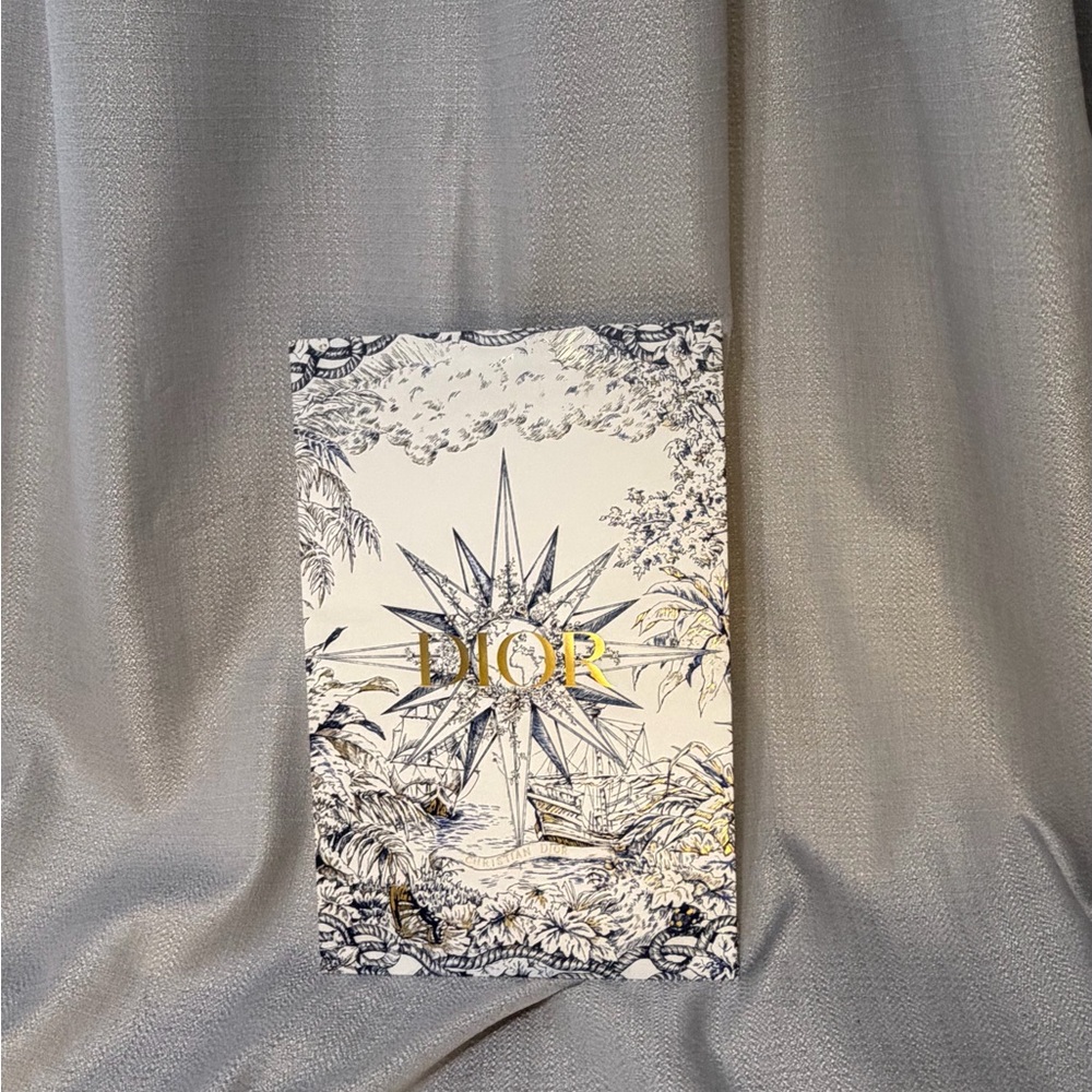 Dior White shooping paper bag   with Gold Logo and Navy Illustration